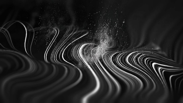 Black technology wave on black background Music abstract background Technology digital computer network