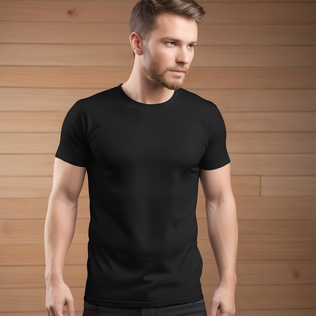 Photo black tee mockup