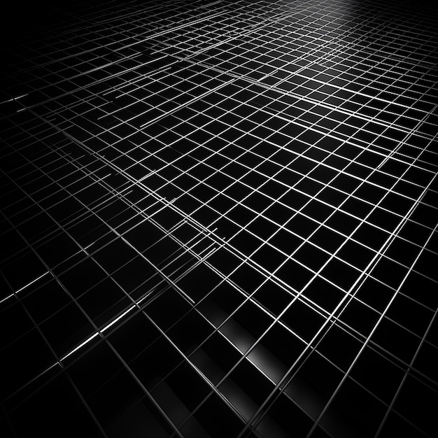 Photo a black tile floor with a light shining on it