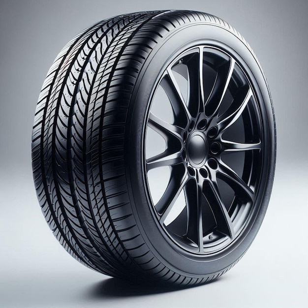 a black tire with a silver rim and the rims are made by the company