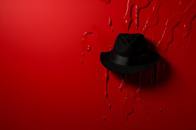 Photo black top hat design red background image