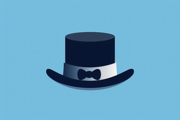 Photo a black top hat with a bow tie