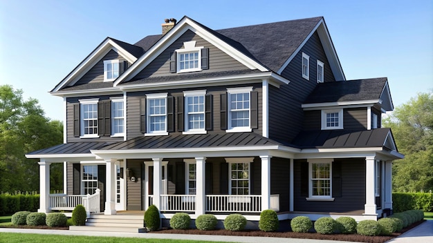 Black traditional american two story house