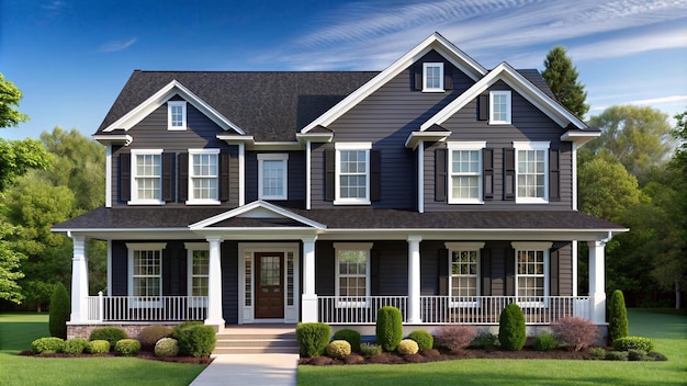 Black traditional american two story house