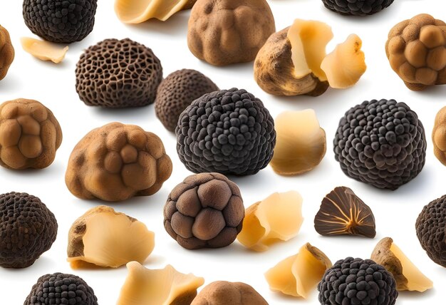 Black truffles isolated on a white background