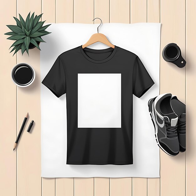 Photo black tshirt apparel mockup