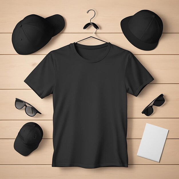 Photo black tshirt apparel mockup