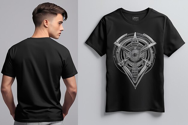 Photo black tshirt back mockup