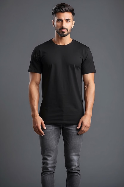 Photo black tshirt front isolated