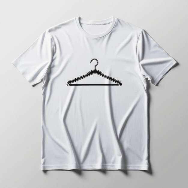 Black TShirt Hanging on White Wall Simple and Minimalistic Clothing Display AI image generator