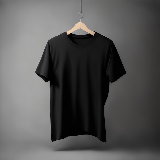 Black tshirt mock up with gray background