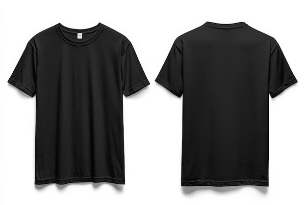 Photo black tshirt mockup front and back isolated created with generative ai