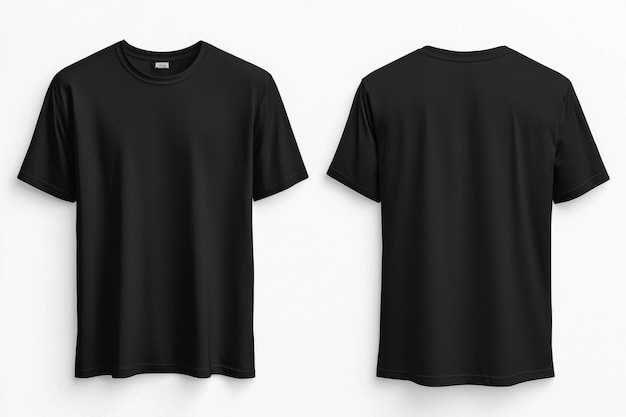 Photo black tshirt mockup front and back isolated created with generative ai