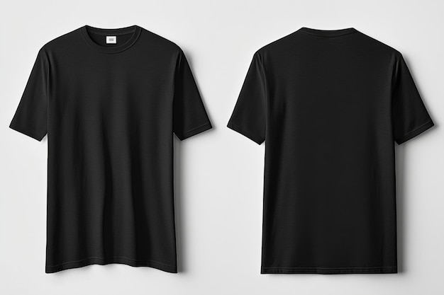 Photo black tshirt mockup front and back isolated created with generative ai