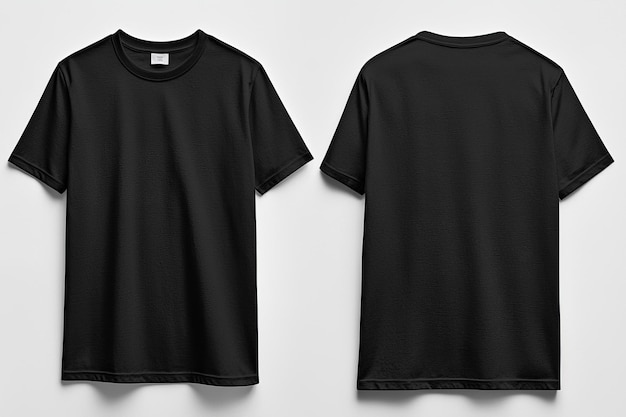 Photo black tshirt mockup front and back isolated created with generative ai