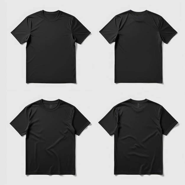 Photo black tshirt mockup front and back white background