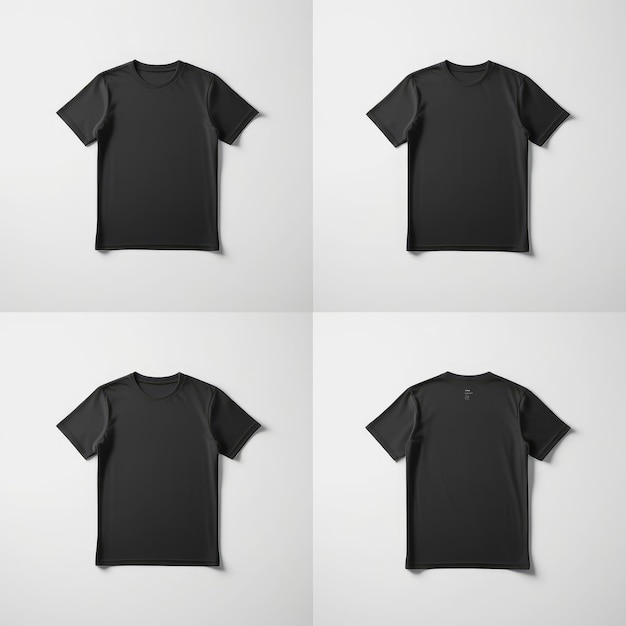 black tshirt mockup front and back white background