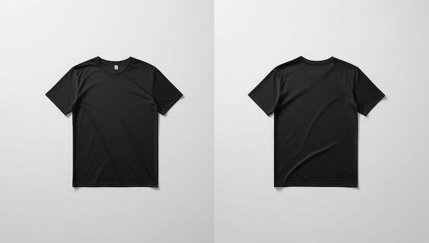 black tshirt mockup front and back white background