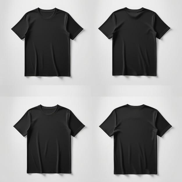 black tshirt mockup front and back white background