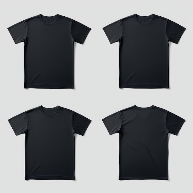 black tshirt mockup front and back white background