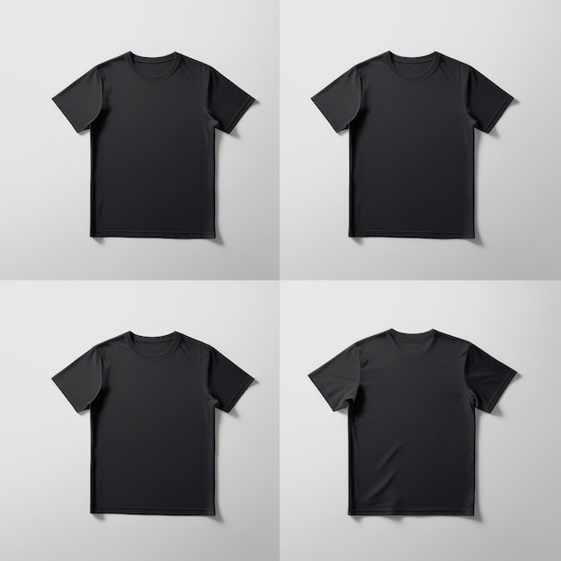 Photo black tshirt mockup front and back white background