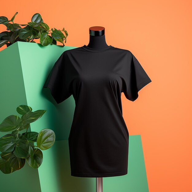 Black Tshirt positioned for mockup design Mockup