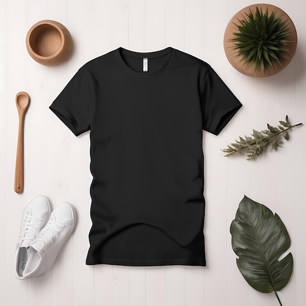 Photo black tshirt sleeve mockup