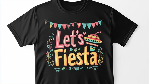 Photo black tshirt with colorful lets fiesta design