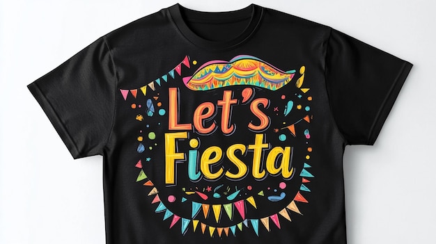 Photo black tshirt with colorful lets fiesta design