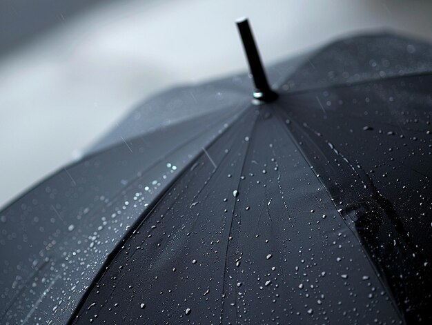 Photo a black umbrella with rain drops on it and a white background