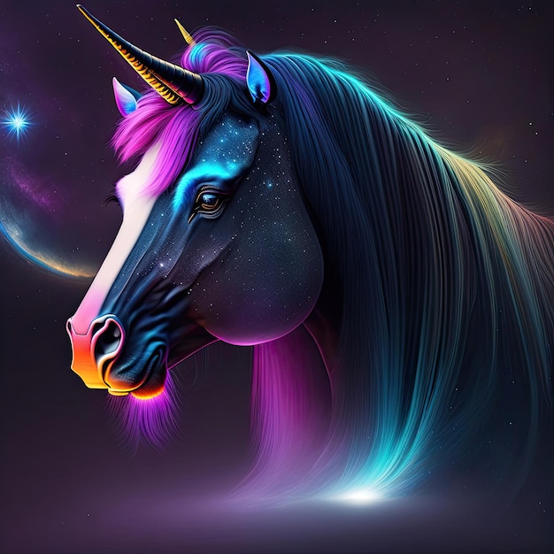 Black Unicorn with Glow