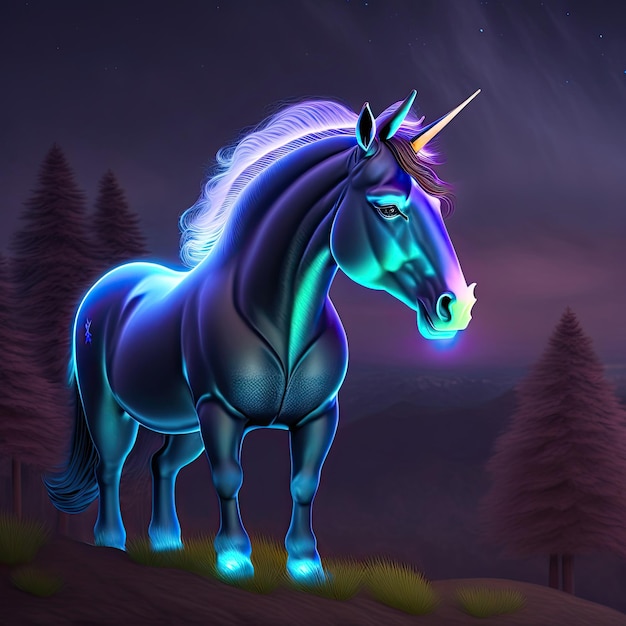 Black Unicorn with Glow