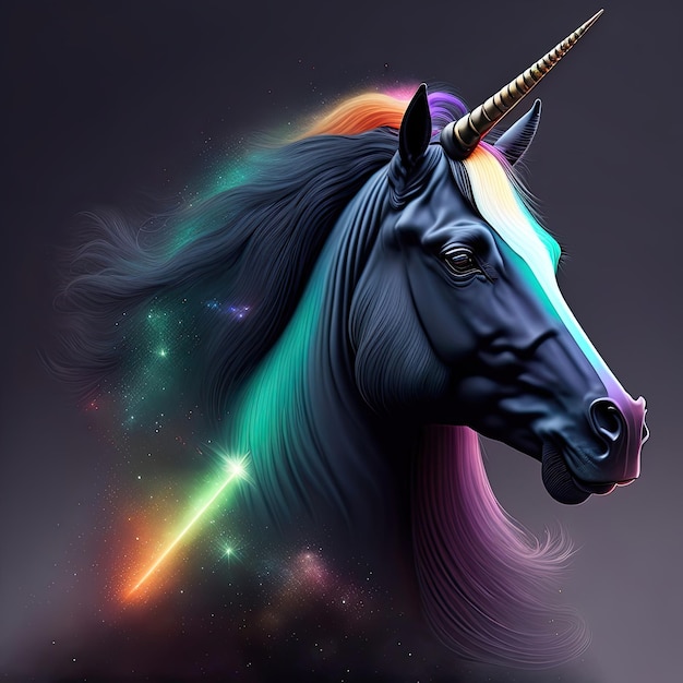 Black Unicorn with Glow