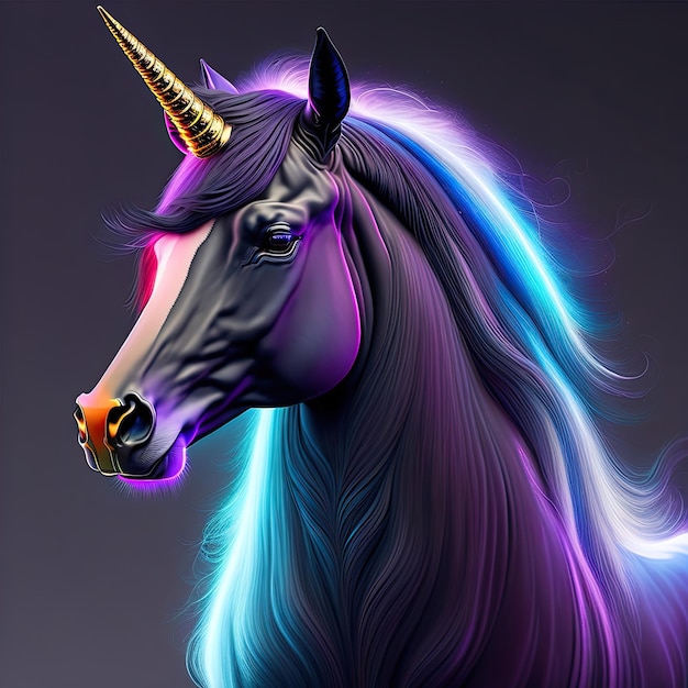 Black Unicorn with Glow