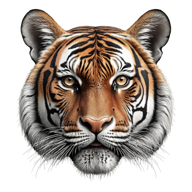 Black Vector Realistic Illustration of a Tigers Head