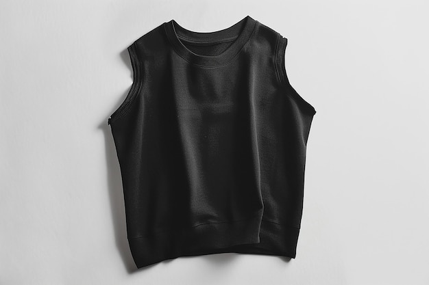 a black vest with a white collar and a black shirt that says  t - shirt