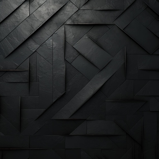 a black wall with a geometric pattern of geometric shapes