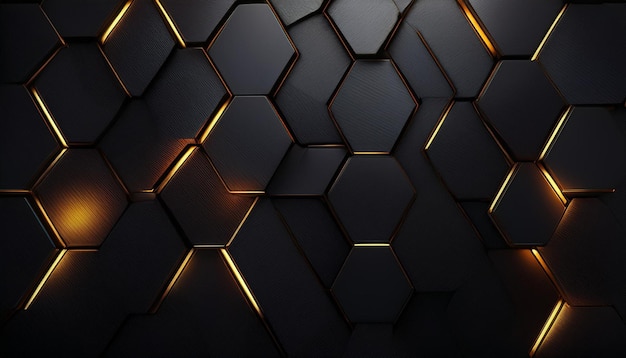 a black wall with gold and black squares and a black background