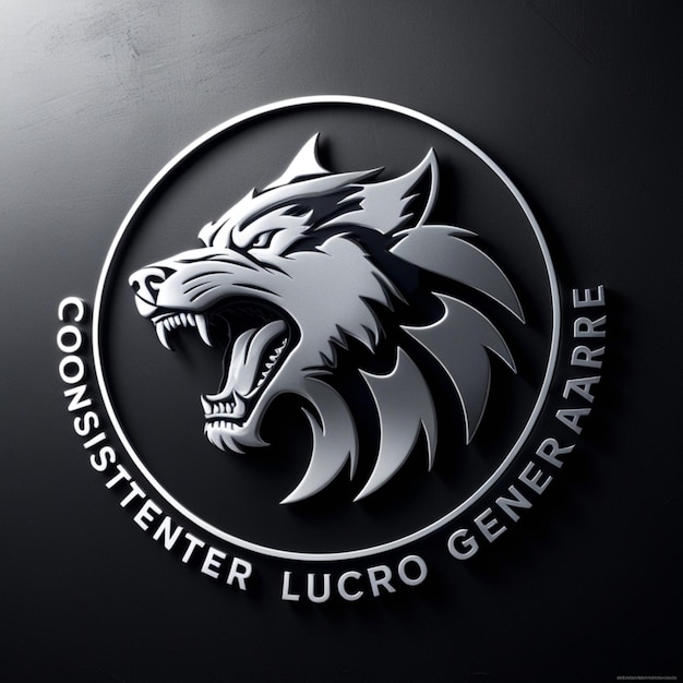 Photo a black wall with a logo for a wolf with a wolf head on it