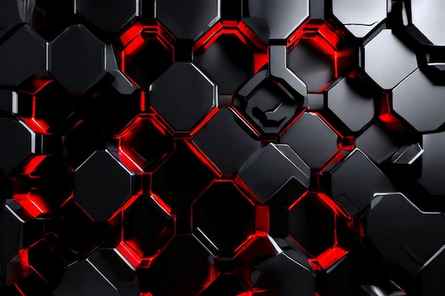 a black wall with red and black squares and a black background