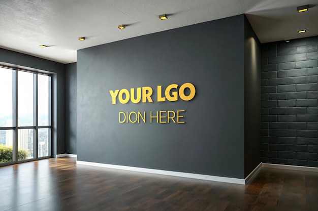 Photo a black wall with a sign that says your logo on it