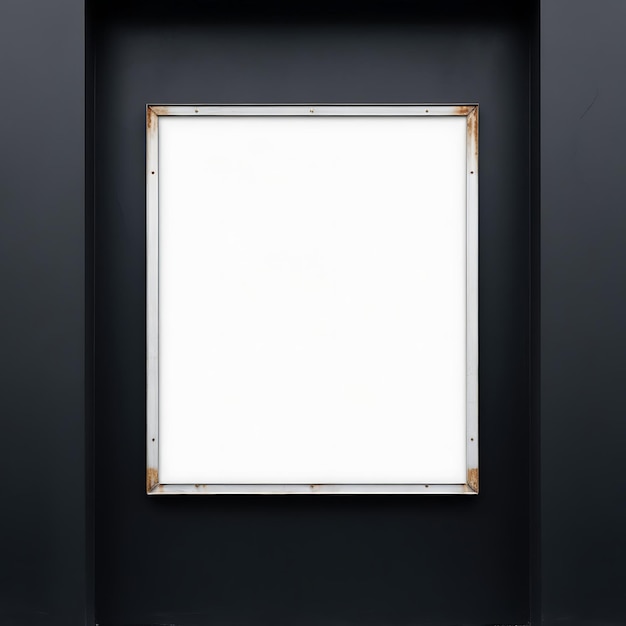 Photo a black wall with a white frame that says  blank