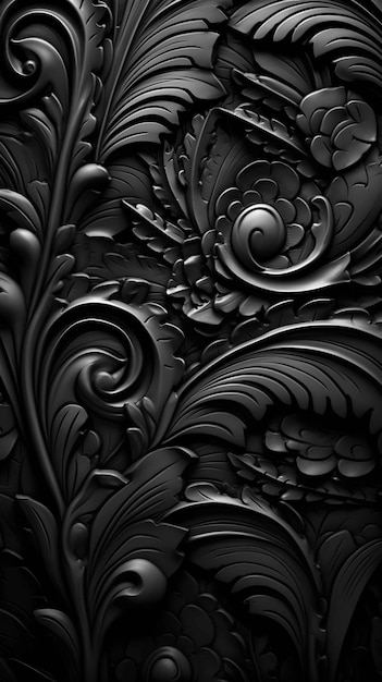 Black wallpaper for phone with a floral pattern