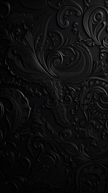 Black wallpaper with a dragon design on it.