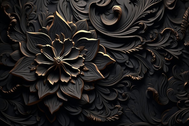 Black wallpaper with intricate abstract design