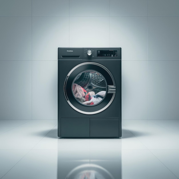 A black washer with a baby in the middle of it