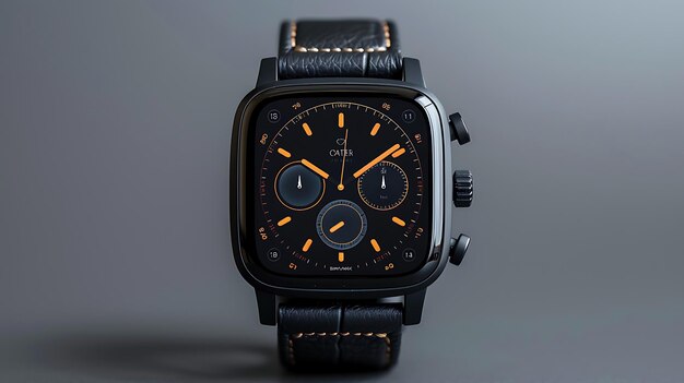 a black watch with a black face and the number 4 on the face