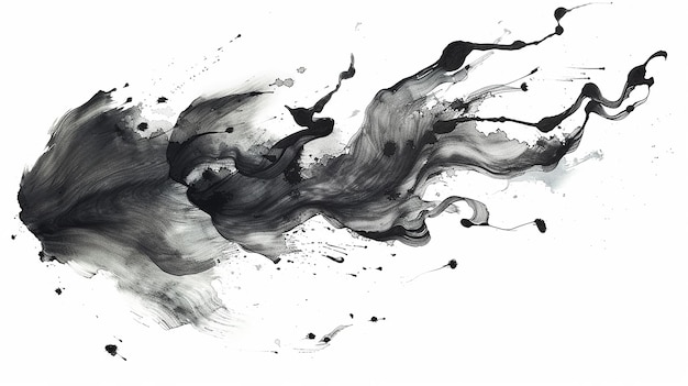 black watercolour waves streaks and spots of paint