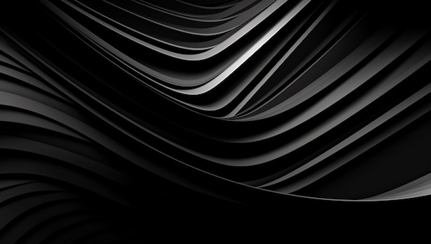 A black and white abstract background with a curved line of wavy lines