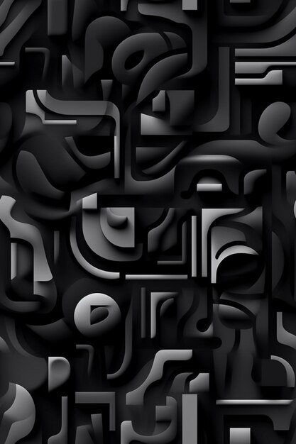 a black and white abstract background with a lot of different shapes generative ai